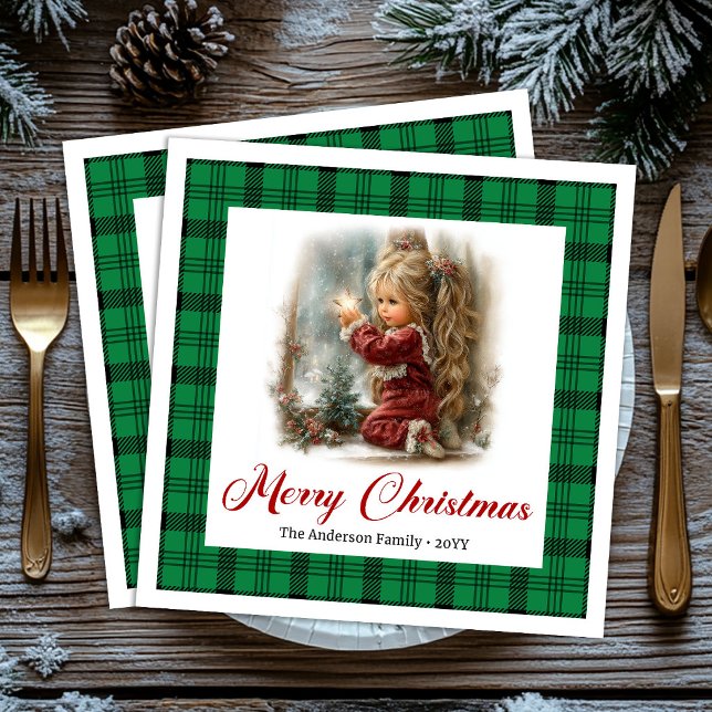 Classic Red Green Celebration Winter Scene Napkins (Classic Red Green Celebration Winter Scene Napkins)