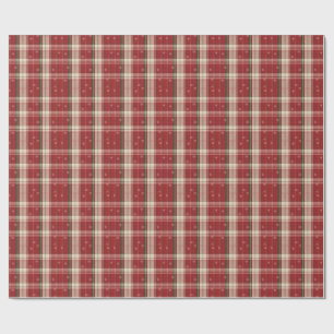 Classic Red & Green Holiday Tartan Snowflakes Wrapping Paper