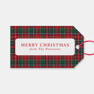 Classic Red & Green Plaid Christmas Gift Tags