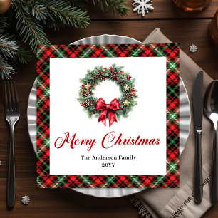 Classic Red Green Plaid Christmas Napkins Set