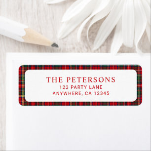 Classic Red Green Plaid Christmas Return Address