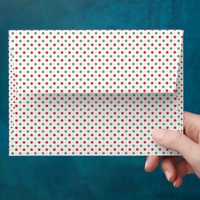 Classic Red & Green Polka Dot Envelope (Hand)