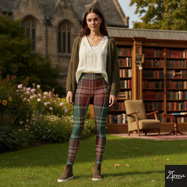 Classic Red Green Repeating Tartan Plaid Leggings (Creator Uploaded)