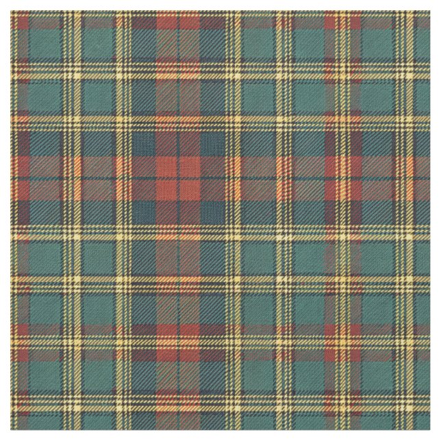 Classic Red & Green Scottish Tartan Plaid Pattern Fabric (Close Up)
