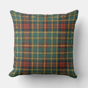 Classic Red & Green Scottish Tartan Plaid Pattern Throw Pillow