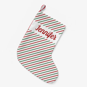 Classic Red Green Stripes Pattern Small Christmas Stocking