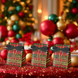 Classic Red & Green Tartan “Merry Christmas” Favor Box
