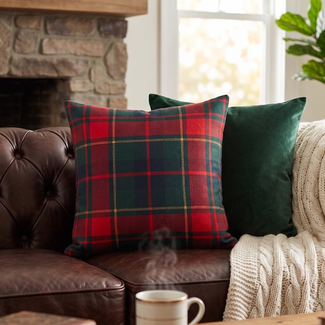 Classic Red Green Tartan Plaid Throw Pillow (Creator Uploaded)