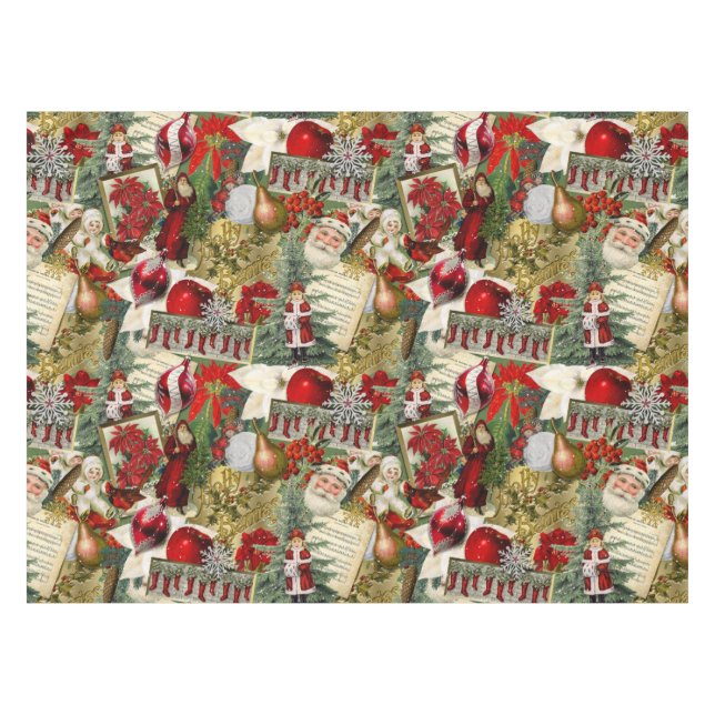 Classic Red & Green Victorian Christmas Tablecloth (Front (Horizontal))