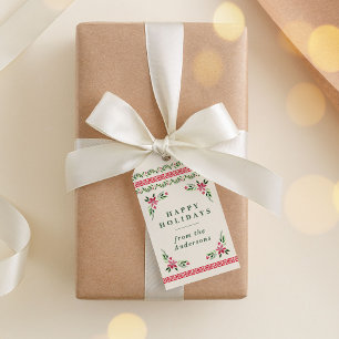 Classic Red & Green Vintage Cottage Holiday Gift Tags