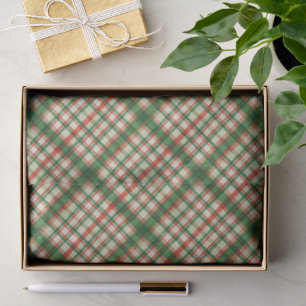 Classic Red Green Watercolor Plaid Art Pattern Tissue Paper