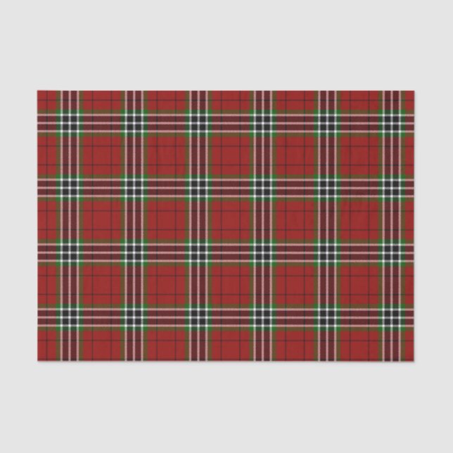 Classic red green white Christmas plaid pattern Tissue Paper (Front)