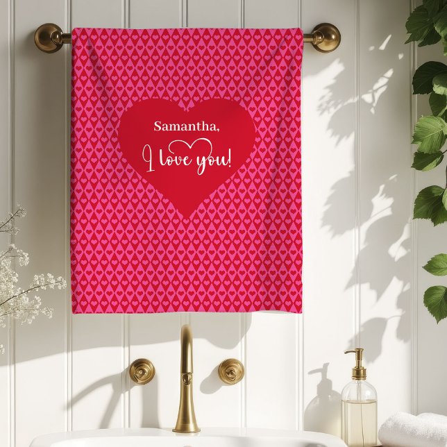 Classic Red Hearts Love Gift Valentine Bath Towel (Classic Red Hearts Love Gift Valentine Bath Towel)