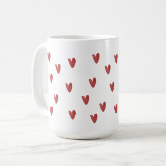 Classic Red Hearts Pattern White Coffee Mug