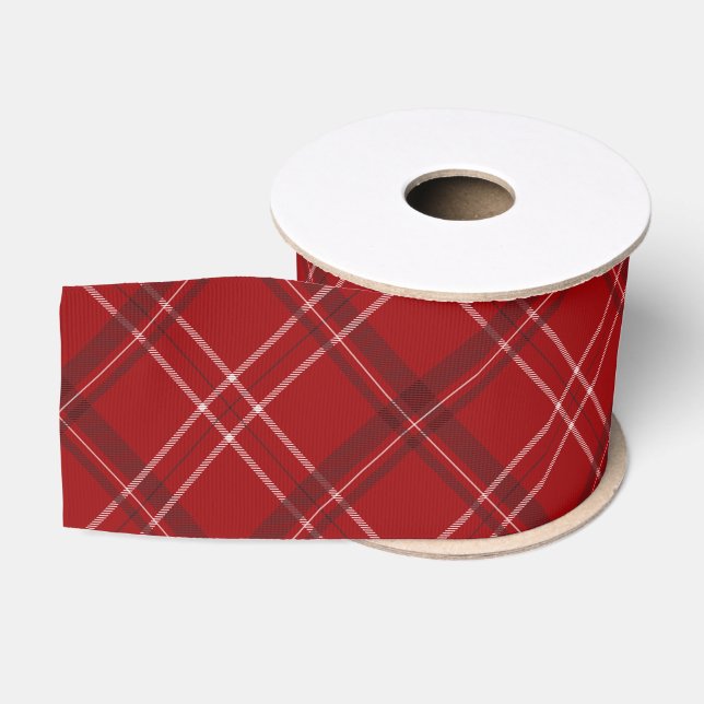 Classic red holiday plaid festive Christmas Grosgrain Ribbon (Spool)