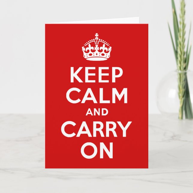 Classic Red Keep Calm and Carry On Card (Front)