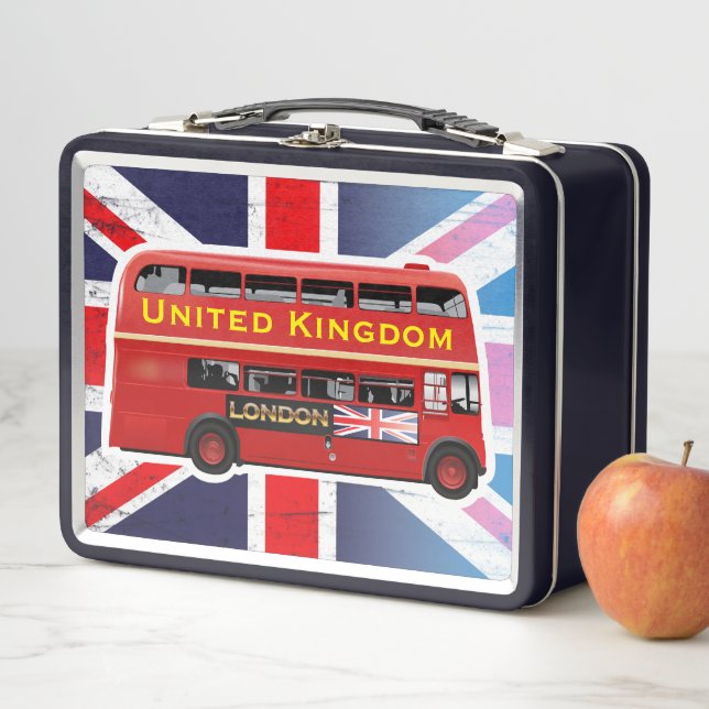 Classic Red London Double-Decker Bus Metal Lunch Box (In Situ)