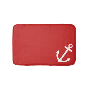 Classic Red Love Anchor Nautical Bath Mat