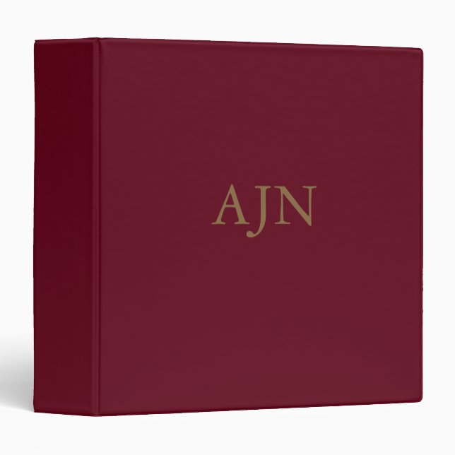 Classic Red Monogrammed Organizer Binder Gift (Front/Spine)