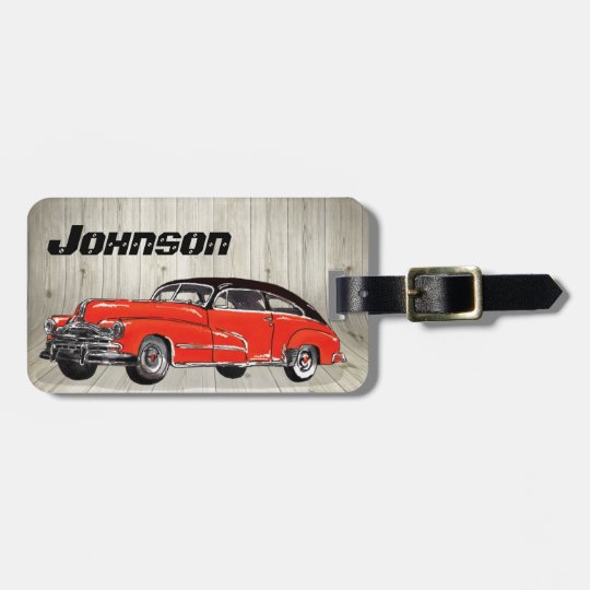 Classic Red Muscle Car - Unique Automotive Bag Tag