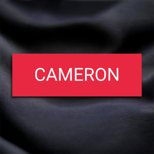 Classic Red Name Tag Magnetic or Pin Printed 3x1