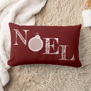 Classic Red Noel Rustic Holiday Lumbar Pillow