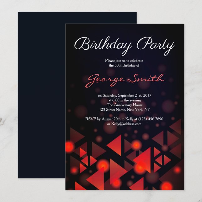 Classic Red Old School Birthday Party Invite (Front/Back)
