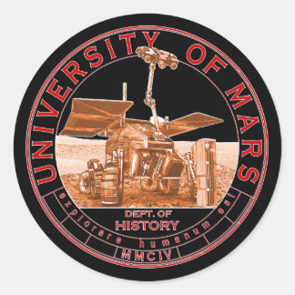 Classic Red Orange Logo Mars University Classic Round Sticker
