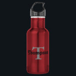 Classic Red Personalized Black Monogram Name  532 Ml Water Bottle<br><div class="desc">Classic Stylish Monogrammed Name,  Initial or your own text,  Red Personalized Stainless Steel Water Bottle.  This template makes it easy for you to customize your own text and colour.</div>