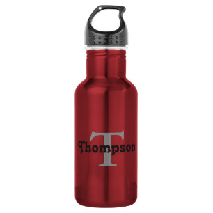 Classic Red Personalized Black Monogram Name  532 Ml Water Bottle