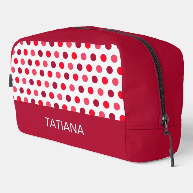 Classic Red Pink Polka Dots Pattern Dopp Kit (Right Corner)