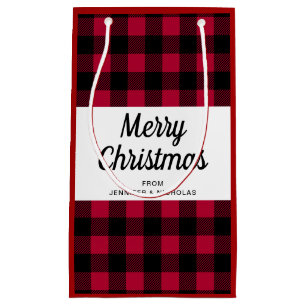 Classic Red Plaid Christmas Small Gift Bag