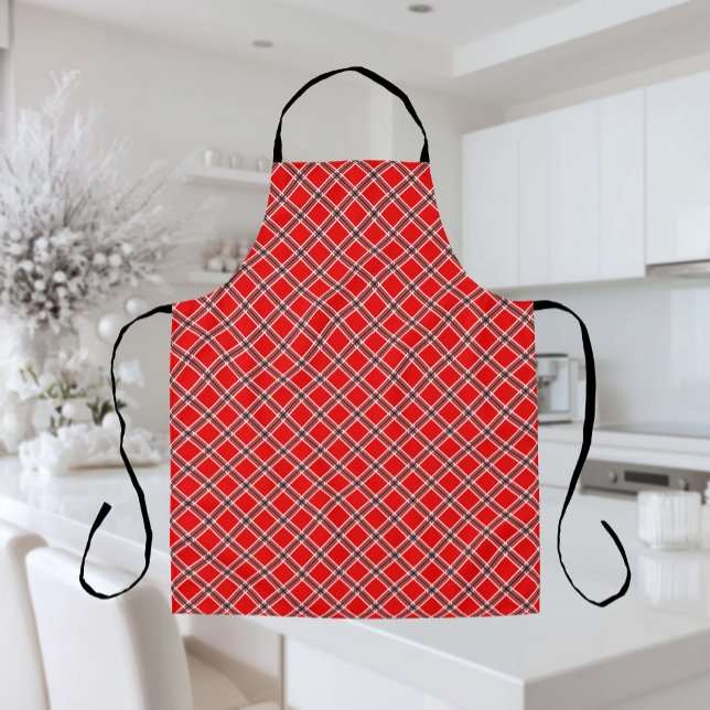 Classic Red Plaid Pattern Farmhouse Style Kitchen Apron (Creator Uploaded)