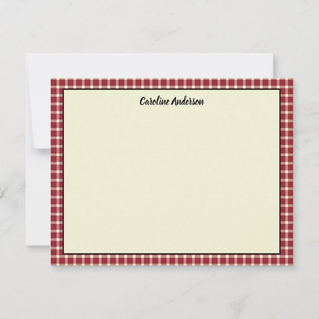 Classic Red Plaid Pattern with Your Name Card (Front)