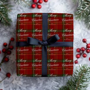 Classic Red Plaid Personalized Merry Christmas Wrapping Paper