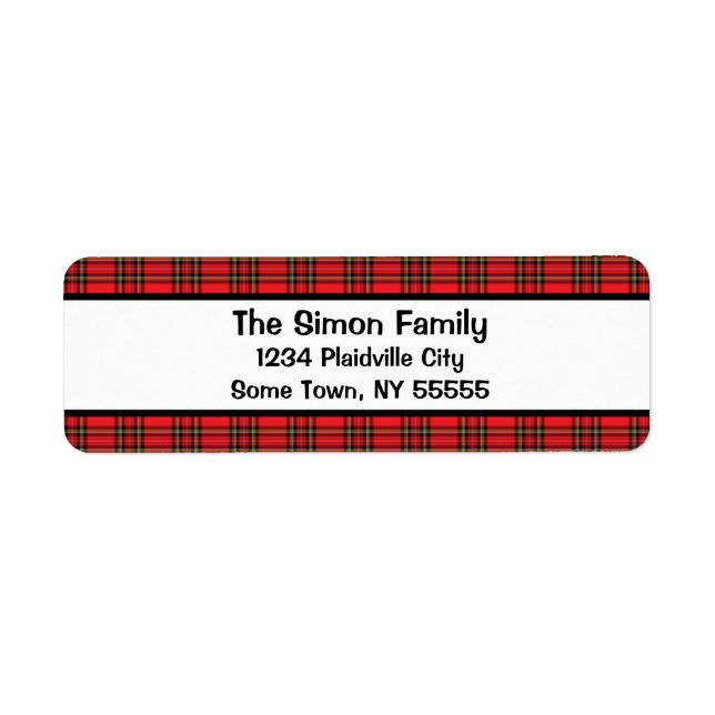Classic Red Plaid Return Address Label (Front)