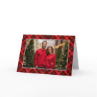 Classic Red Plaid Tartan Christmas Photo Folded