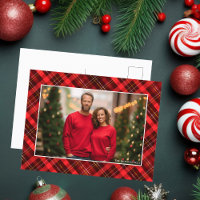Classic Red Plaid Tartan Christmas Photo