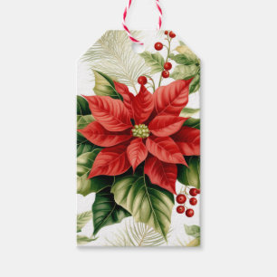 Classic Red Poinsettia Personalized Christmas Gift Tags