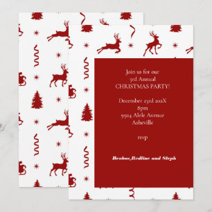 Classic Red Reindeer Christmas Invitation