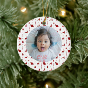 Classic Red Reindeer Christmas Tree Ornamen Ceramic Ornament