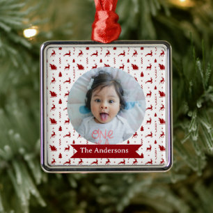 Classic Red Reindeer Christmas Tree Ornamen Metal Ornament