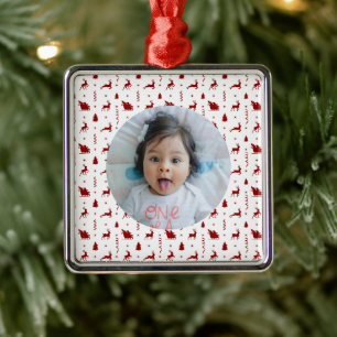 Classic Red Reindeer Christmas Tree Ornamen Metal Ornament
