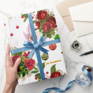 Classic Red Rose Chic Boutique Custom Christmas Wrapping Paper