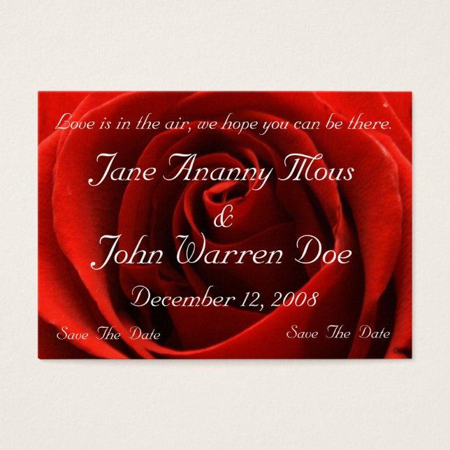 Classic Red Rose Save the Date Card (Front)
