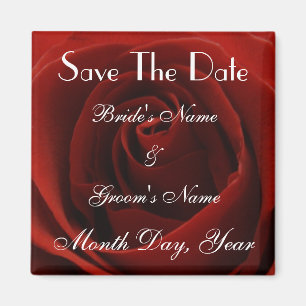 Classic Red Rose Save the Date Wedding Magnet