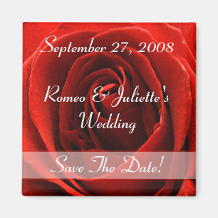 Classic Red Rose Wedding Announcement Magnet