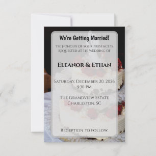 Classic Red Rose Wedding Cake Topper Elegant  Invitation