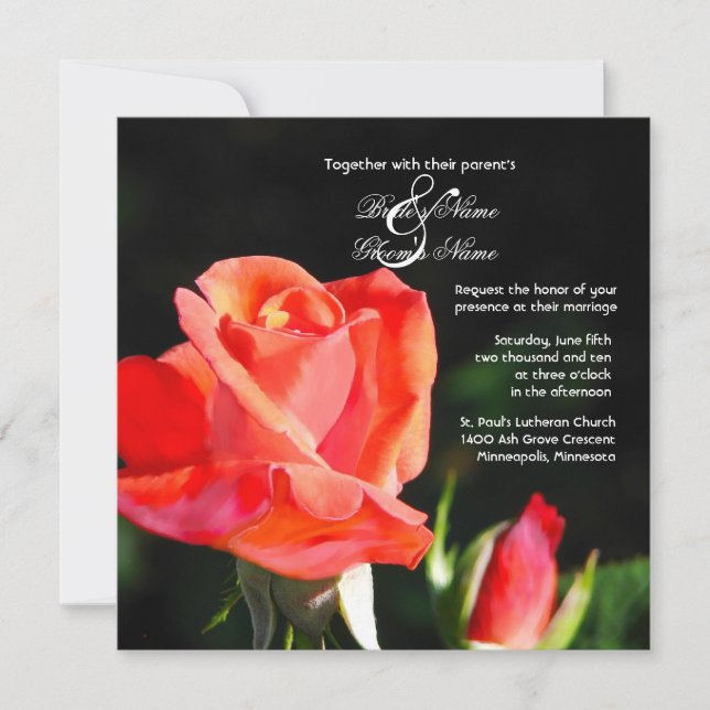 Classic Red Rose Wedding Invitation (Front)