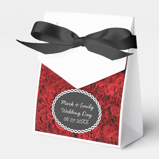 Classic Red Roses Custom Romantic Favor Box (Front Side)